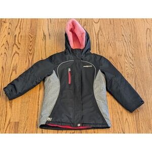 Girls Winter Jacket Size 7/8, Black Gray & Pink Warm Ski Snowboarding Zeroxposur